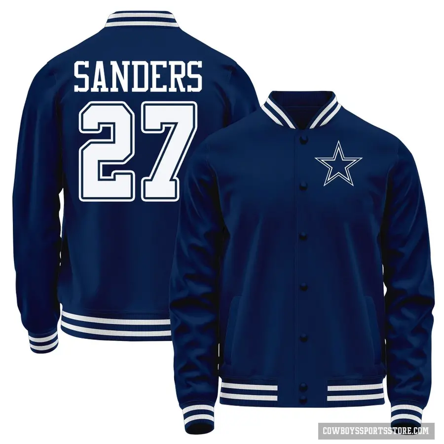 Youth ＃27 Miles Sanders Dallas Cowboys Navy Full-Snap Name & Number Jacket