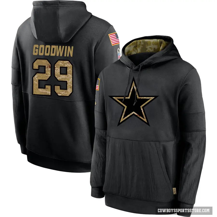 Youth ＃29 C.J. Goodwin Dallas Cowboys Black 2020 Salute to Service Sideline Performance Pullover Hoodie