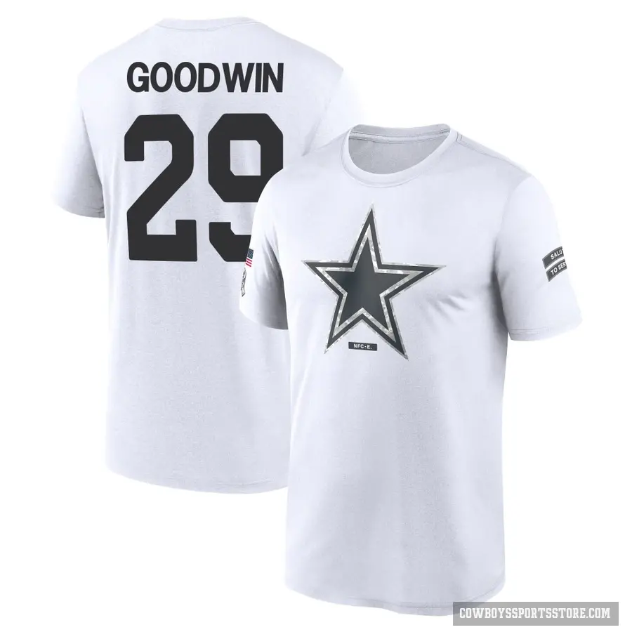 Youth ＃29 C.J. Goodwin Dallas Cowboys White 2024 Salute to Service Performance T-Shirt