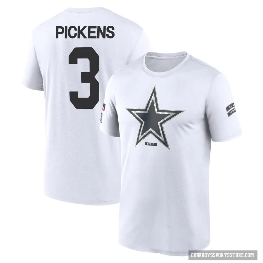 Youth ＃3 George Pickens Dallas Cowboys White 2024 Salute to Service Performance T-Shirt