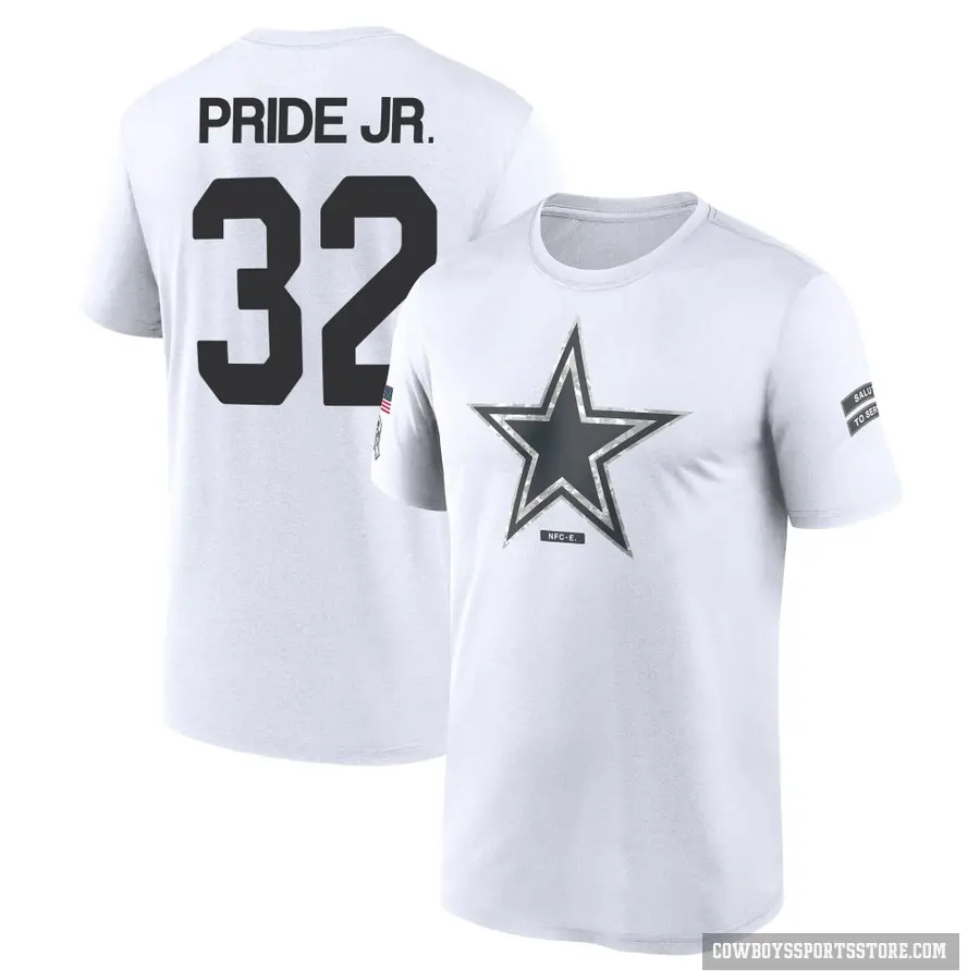 Youth ＃32 Troy Pride Jr. Dallas Cowboys White 2024 Salute to Service Performance T-Shirt