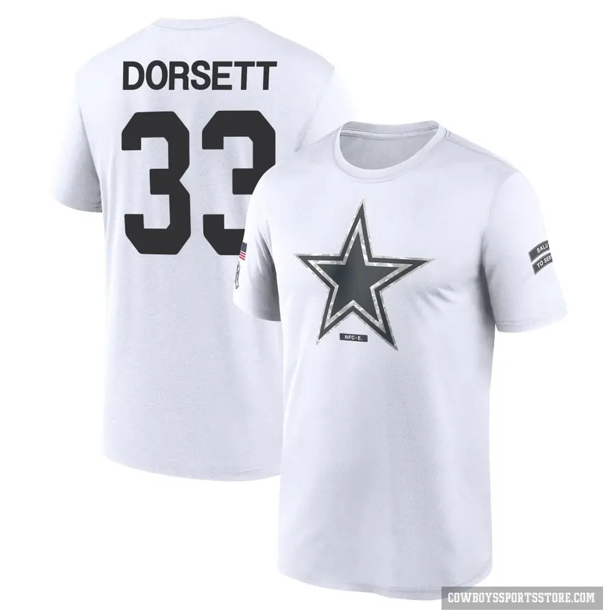 Youth ＃33 Tony Dorsett Dallas Cowboys White 2024 Salute to Service Performance T-Shirt