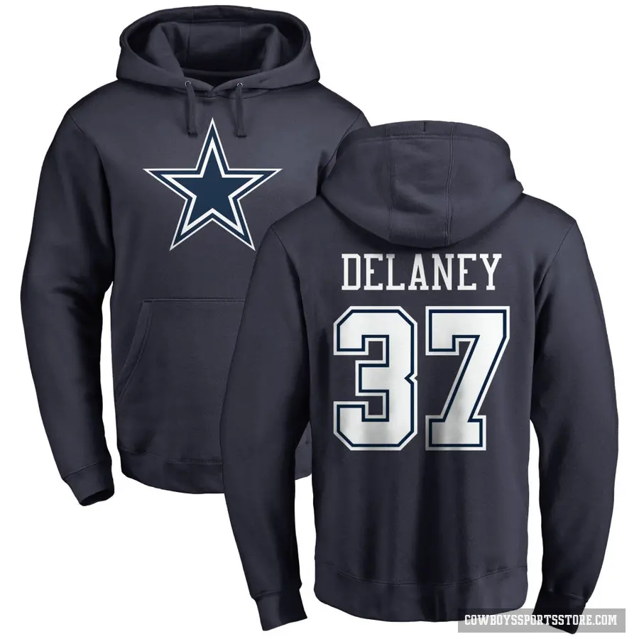 Youth ＃37 Dee Delaney Dallas Cowboys Navy Pro Line by Branded Name & Number Pullover Hoodie