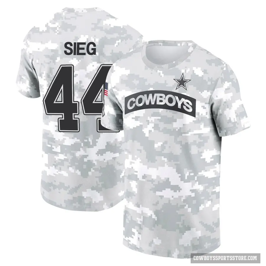 Youth ＃44 Trent Sieg Dallas Cowboys Camo Arctic 2024 Salute to Service Performance T-Shirt