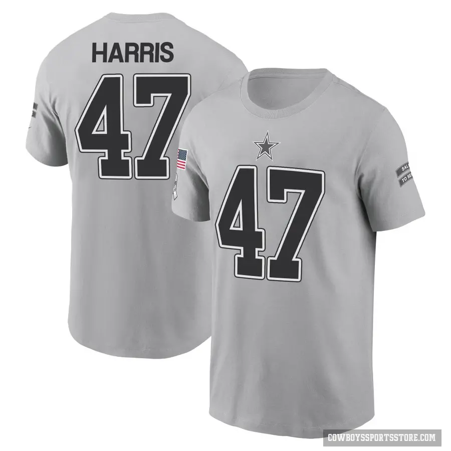 Youth ＃47 Darius Harris Dallas Cowboys Gray 2024 Salute to Service T-Shirt