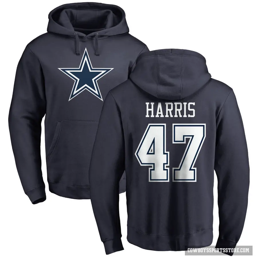 Youth ＃47 Darius Harris Dallas Cowboys Navy Pro Line by Branded Name & Number Pullover Hoodie