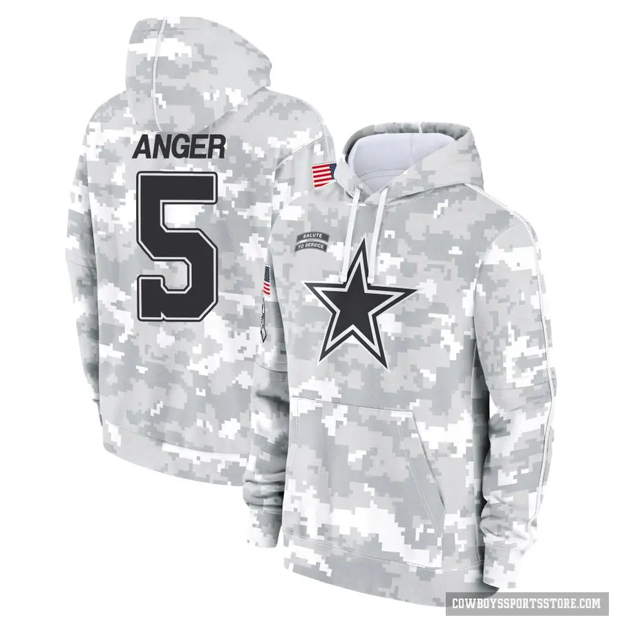 Youth ＃5 Bryan Anger Dallas Cowboys Arctic Camo 2024 Salute to Service Club Fleece Pullover Hoodie