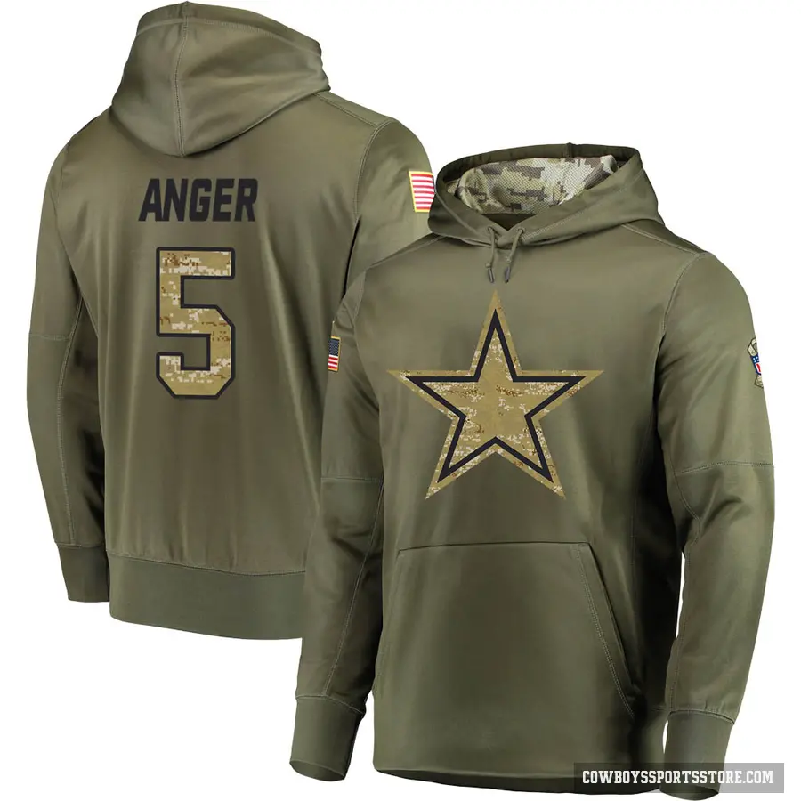 Youth ＃5 Bryan Anger Dallas Cowboys Olive Salute to Service Pullover Hoodie
