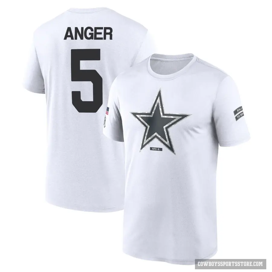 Youth ＃5 Bryan Anger Dallas Cowboys White 2024 Salute to Service Performance T-Shirt
