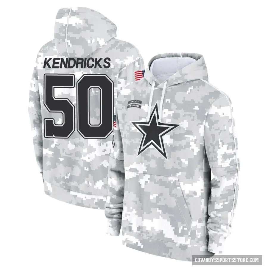 Youth ＃50 Eric Kendricks Dallas Cowboys Arctic Camo 2024 Salute to Service Club Fleece Pullover Hoodie