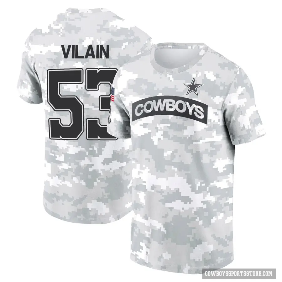 Youth ＃53 Luiji Vilain Dallas Cowboys Camo Arctic 2024 Salute to Service Performance T-Shirt