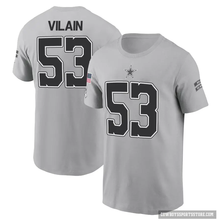 Youth ＃53 Luiji Vilain Dallas Cowboys Gray 2024 Salute to Service T-Shirt