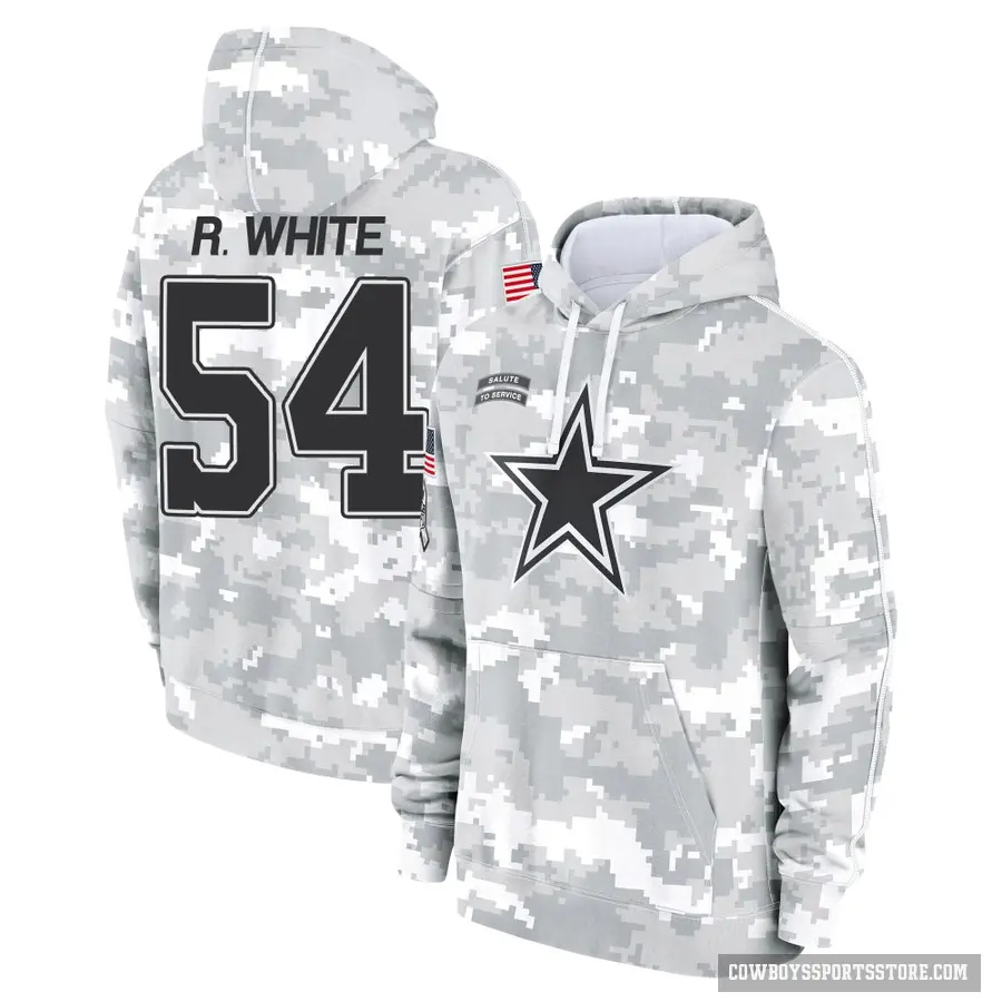 Youth ＃54 Randy White Dallas Cowboys Arctic Camo 2024 Salute to Service Club Fleece Pullover Hoodie