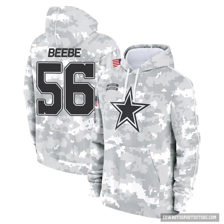 Youth ＃56 Cooper Beebe Dallas Cowboys Arctic Camo 2024 Salute to Service Club Fleece Pullover Hoodie