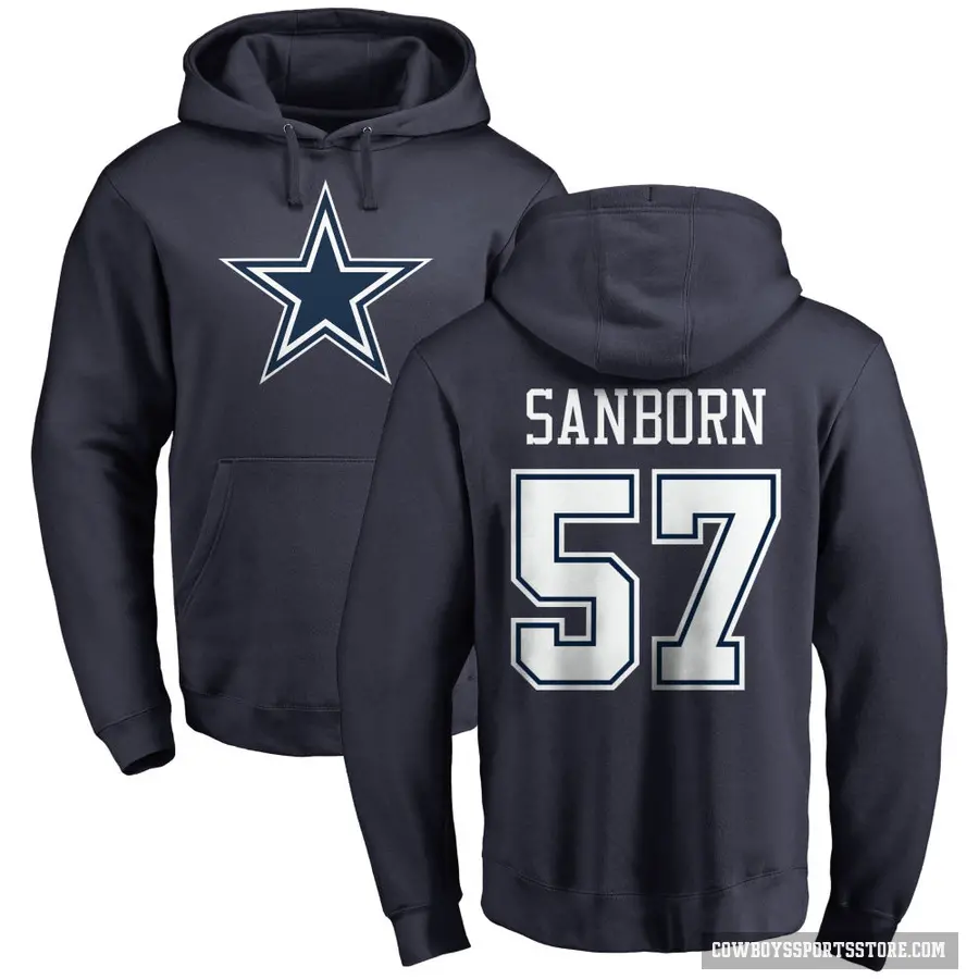 Youth ＃57 Jack Sanborn Dallas Cowboys Navy Pro Line by Branded Name & Number Pullover Hoodie