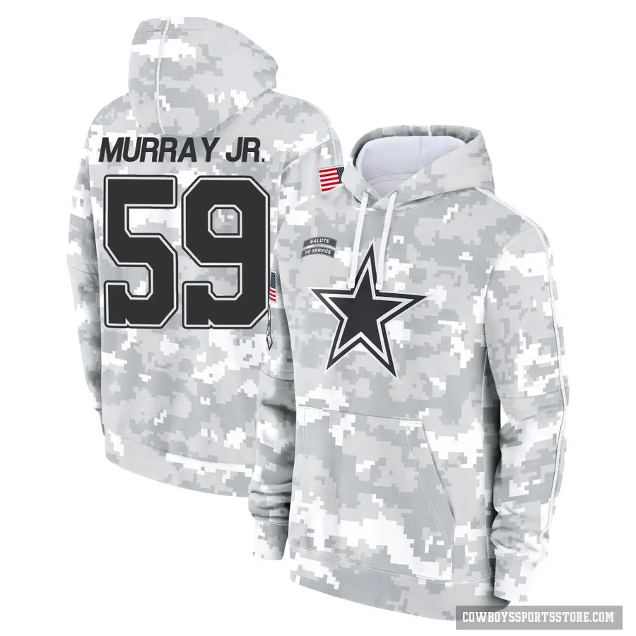 Youth ＃59 Kenneth Murray Jr. Dallas Cowboys Arctic Camo 2024 Salute to Service Club Fleece Pullover Hoodie