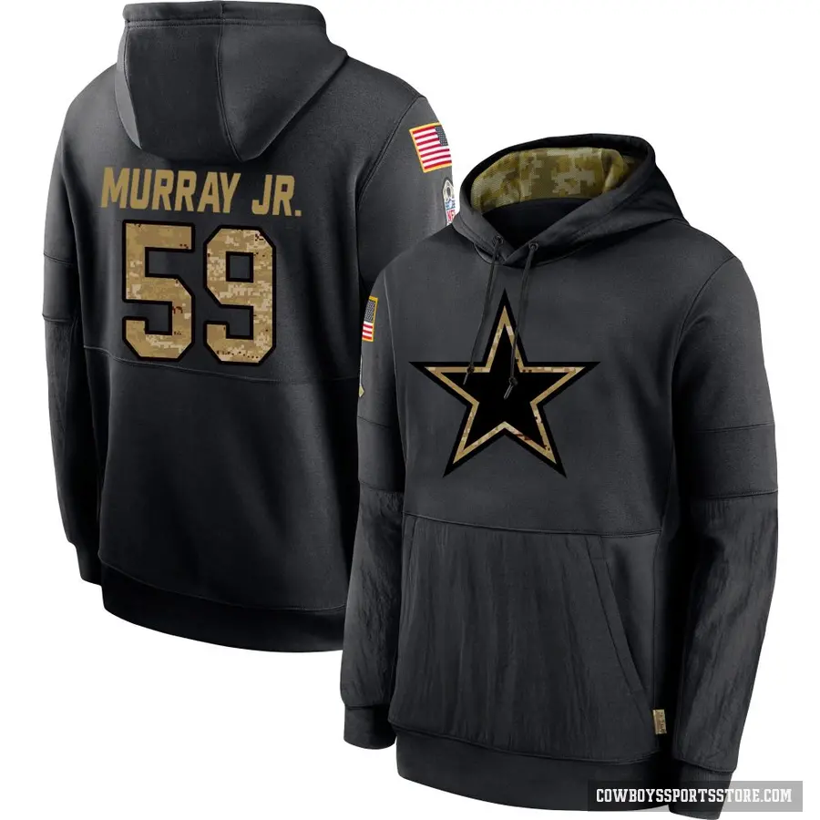 Youth ＃59 Kenneth Murray Jr. Dallas Cowboys Black 2020 Salute to Service Sideline Performance Pullover Hoodie