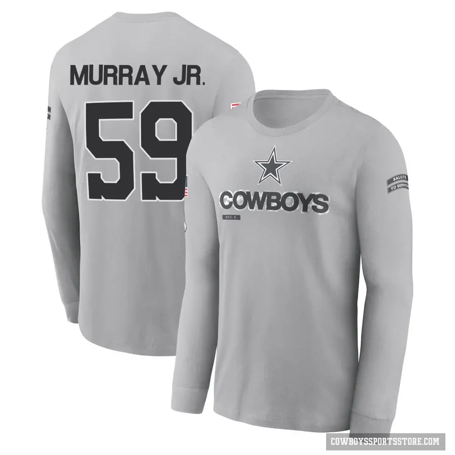 Youth ＃59 Kenneth Murray Jr. Dallas Cowboys Gray 2024 Salute to Service Long Sleeve T-Shirt