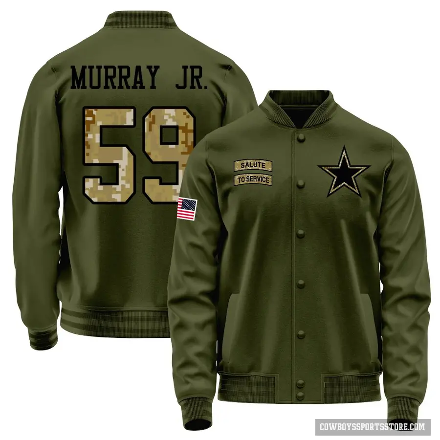 Youth ＃59 Kenneth Murray Jr. Dallas Cowboys Olive Salute to Service Sideline Performance Jacket