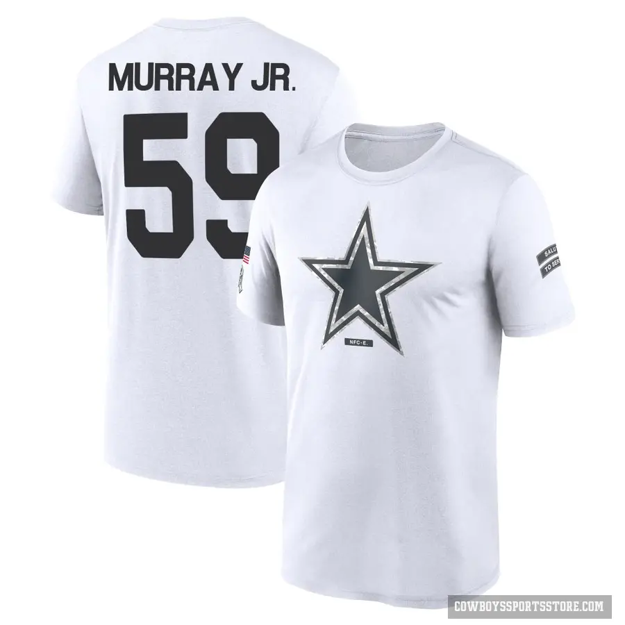 Youth ＃59 Kenneth Murray Jr. Dallas Cowboys White 2024 Salute to Service Performance T-Shirt
