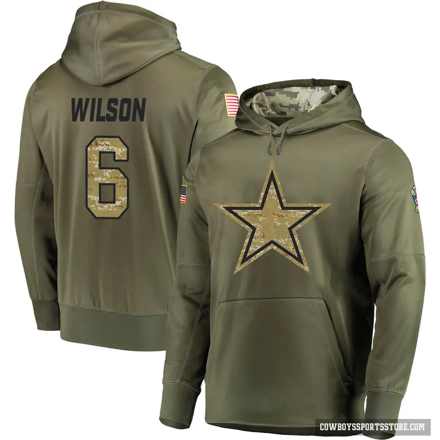 Youth ＃6 Donovan Wilson Dallas Cowboys Olive Salute to Service Pullover Hoodie