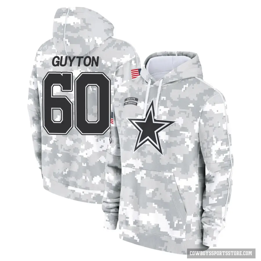 Youth ＃60 Tyler Guyton Dallas Cowboys Arctic Camo 2024 Salute to Service Club Fleece Pullover Hoodie