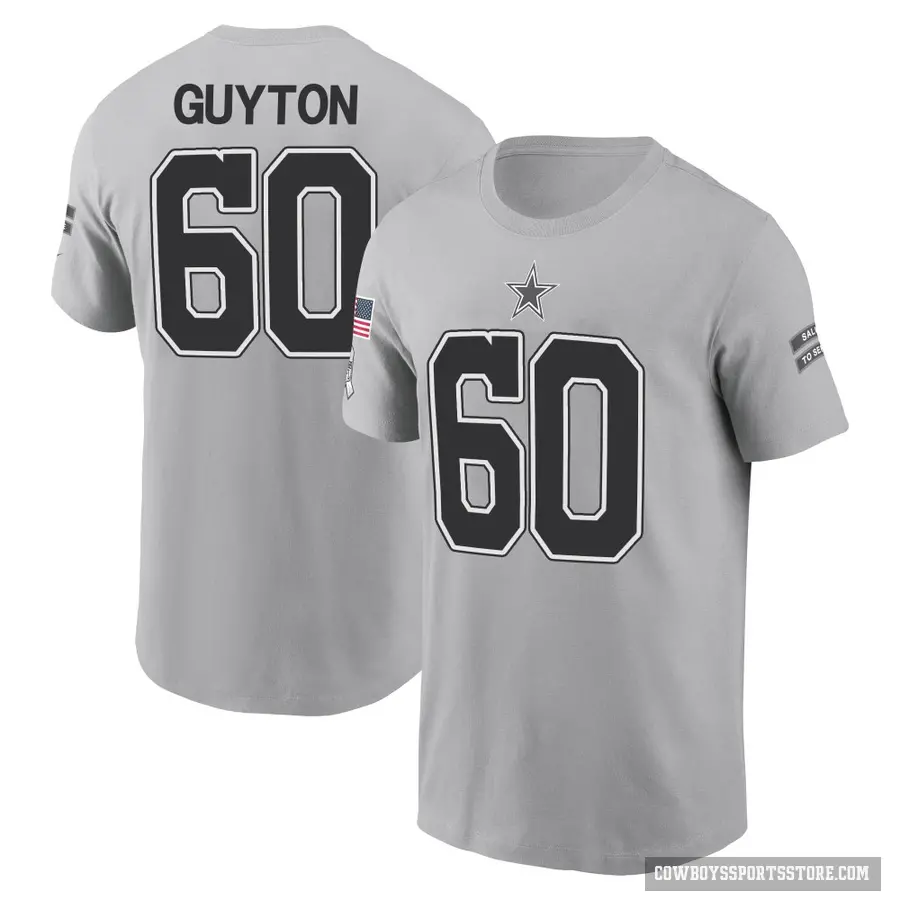 Youth ＃60 Tyler Guyton Dallas Cowboys Gray 2024 Salute to Service T-Shirt