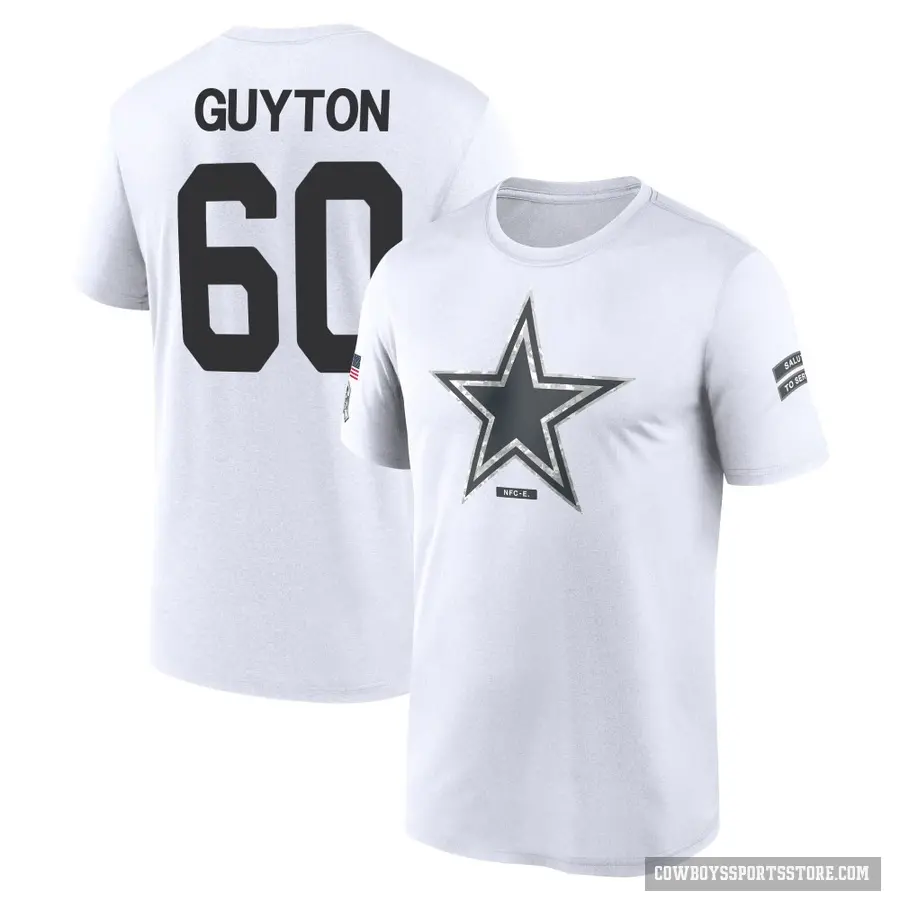 Youth ＃60 Tyler Guyton Dallas Cowboys White 2024 Salute to Service Performance T-Shirt