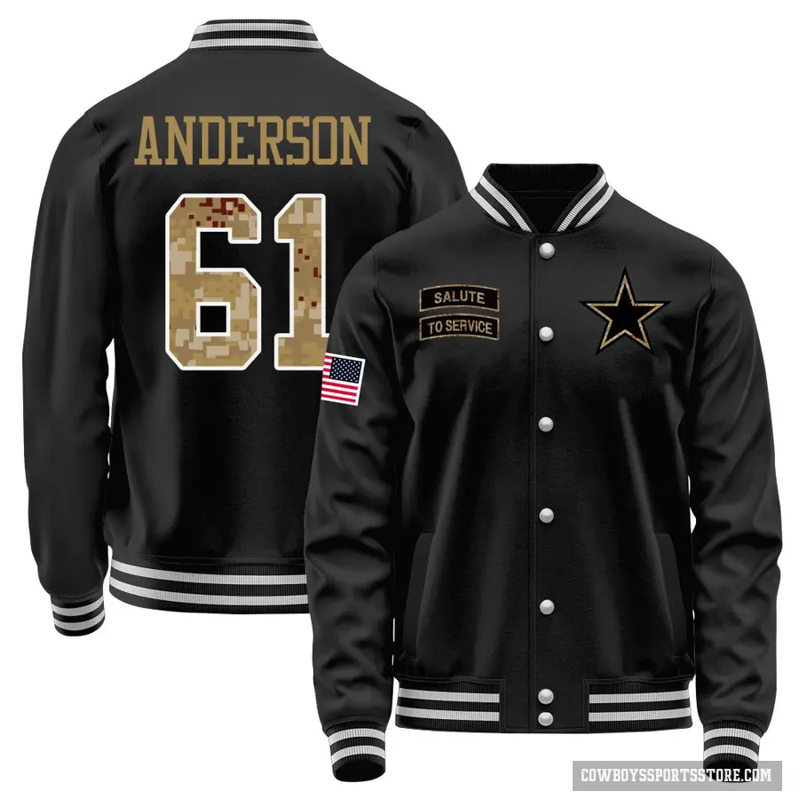 Youth ＃61 Jack Anderson Dallas Cowboys Black Salute to Service Sideline Performance Jacket