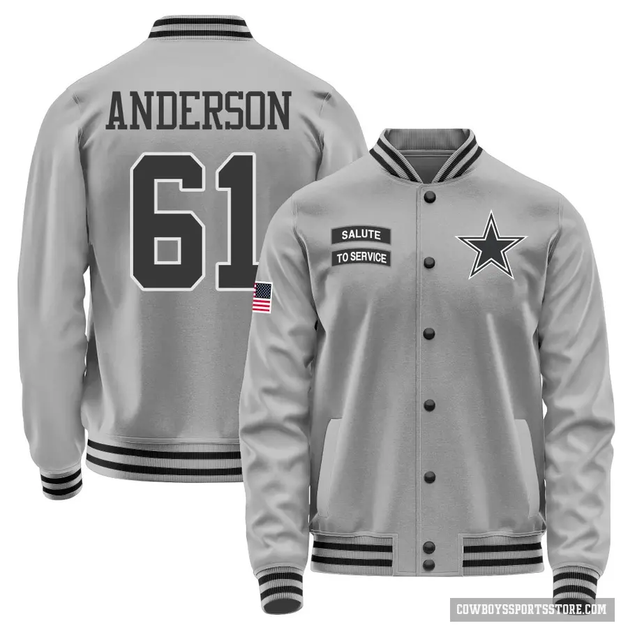 Youth ＃61 Jack Anderson Dallas Cowboys Gray Salute to Service Performance Jacket