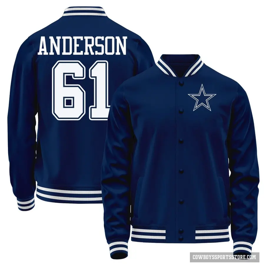Youth ＃61 Jack Anderson Dallas Cowboys Navy Full-Snap Name & Number Jacket