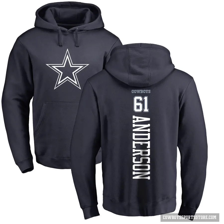 Youth ＃61 Jack Anderson Dallas Cowboys Navy Pro Line by Branded Backer Pullover Hoodie
