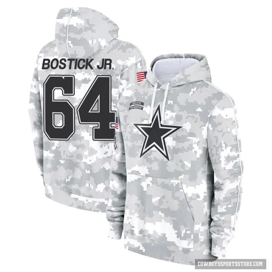 Youth ＃64 Earl Bostick Jr. Dallas Cowboys Arctic Camo 2024 Salute to Service Club Fleece Pullover Hoodie