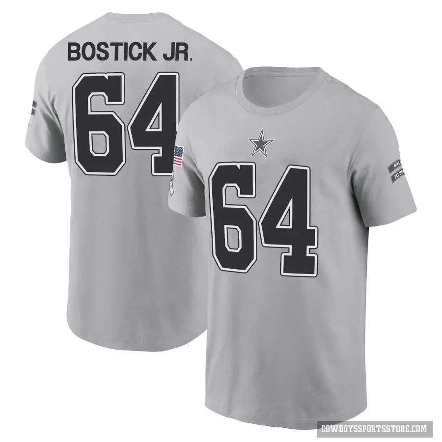 Youth ＃64 Earl Bostick Jr. Dallas Cowboys Gray 2024 Salute to Service T-Shirt