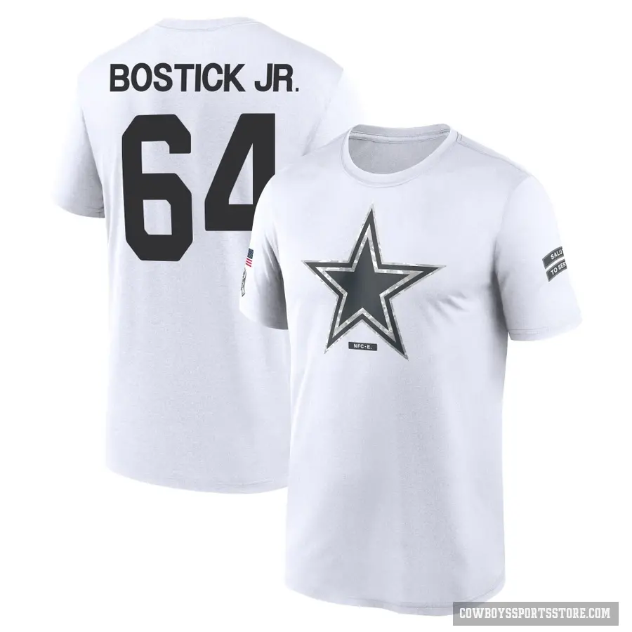 Youth ＃64 Earl Bostick Jr. Dallas Cowboys White 2024 Salute to Service Performance T-Shirt