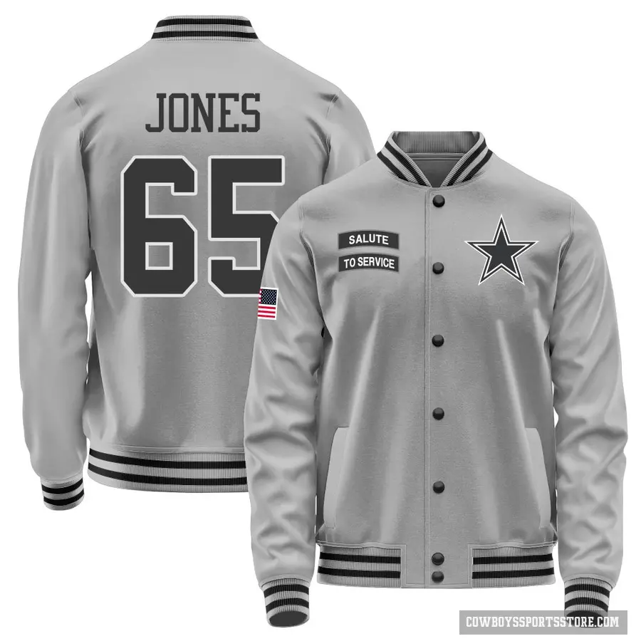 Youth ＃65 Robert Jones Dallas Cowboys Gray Salute to Service Performance Jacket