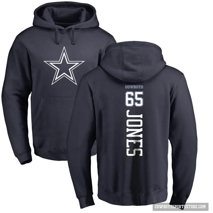 Youth ＃65 Robert Jones Dallas Cowboys Navy Pro Line by Branded Backer Pullover Hoodie