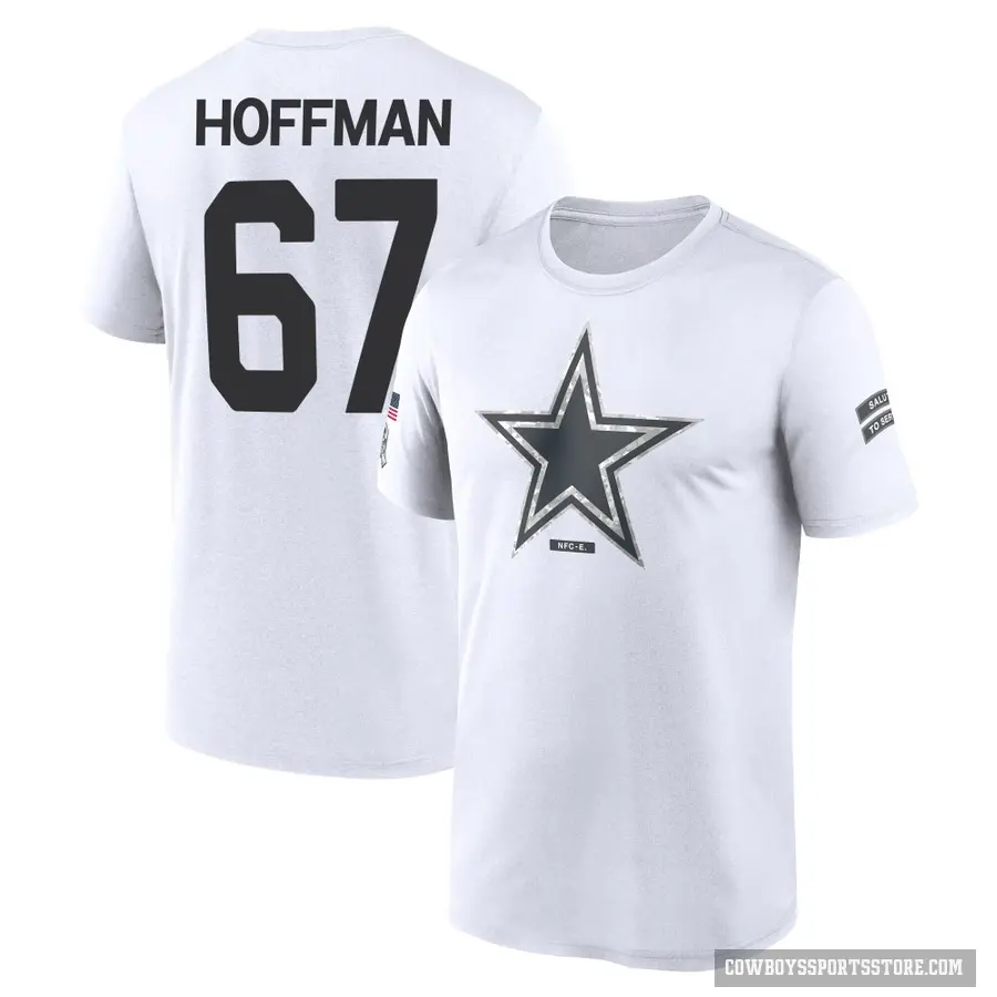 Youth ＃67 Brock Hoffman Dallas Cowboys White 2024 Salute to Service Performance T-Shirt