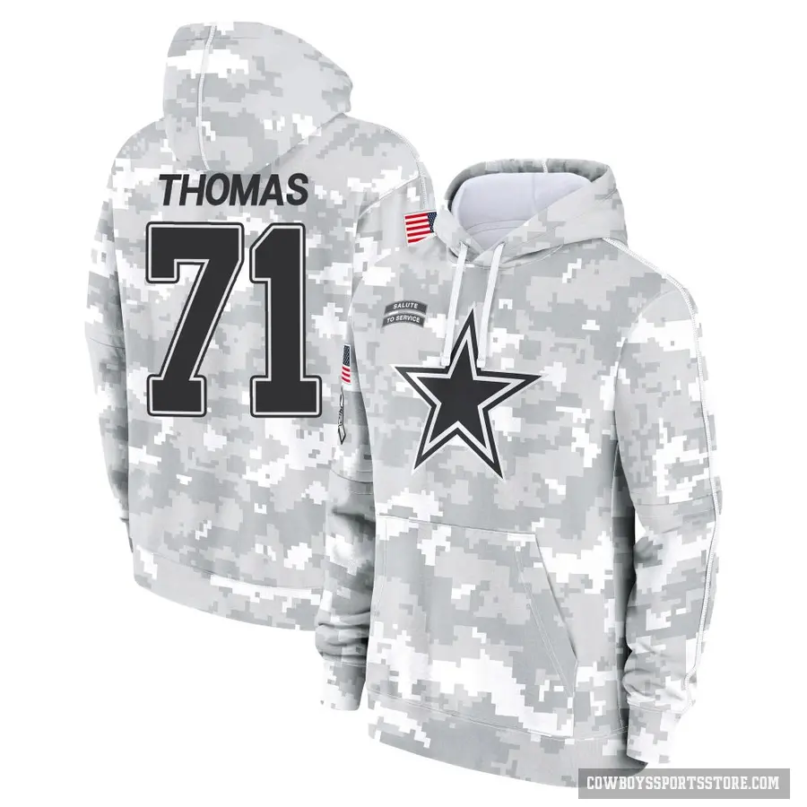Youth ＃71 Nathan Thomas Dallas Cowboys Arctic Camo 2024 Salute to Service Club Fleece Pullover Hoodie