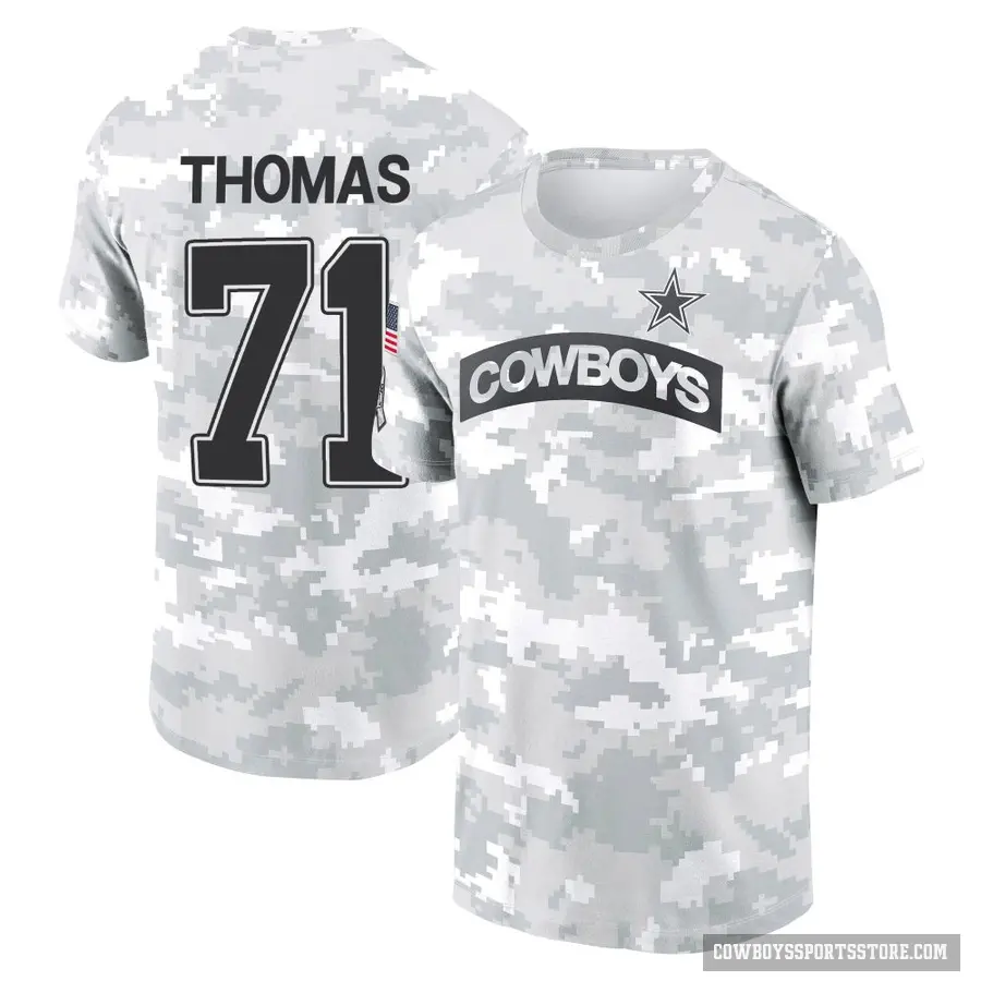 Youth ＃71 Nathan Thomas Dallas Cowboys Camo Arctic 2024 Salute to Service Performance T-Shirt