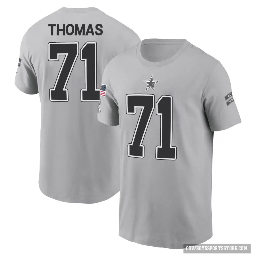 Youth ＃71 Nathan Thomas Dallas Cowboys Gray 2024 Salute to Service T-Shirt