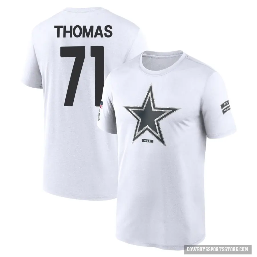 Youth ＃71 Nathan Thomas Dallas Cowboys White 2024 Salute to Service Performance T-Shirt