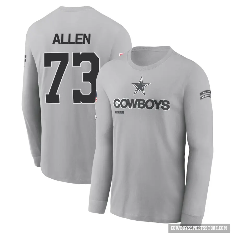 Youth ＃73 Larry Allen Dallas Cowboys Gray 2024 Salute to Service Long Sleeve T-Shirt