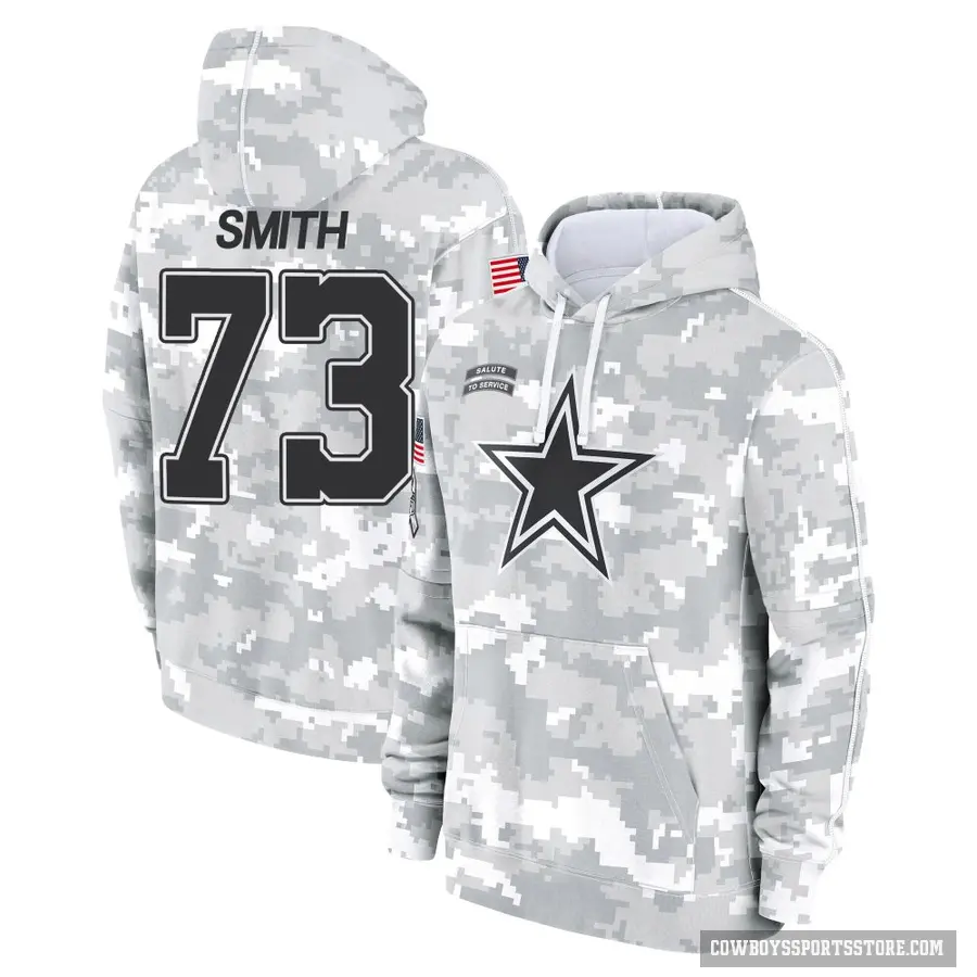 Youth ＃73 Tyler Smith Dallas Cowboys Arctic Camo 2024 Salute to Service Club Fleece Pullover Hoodie