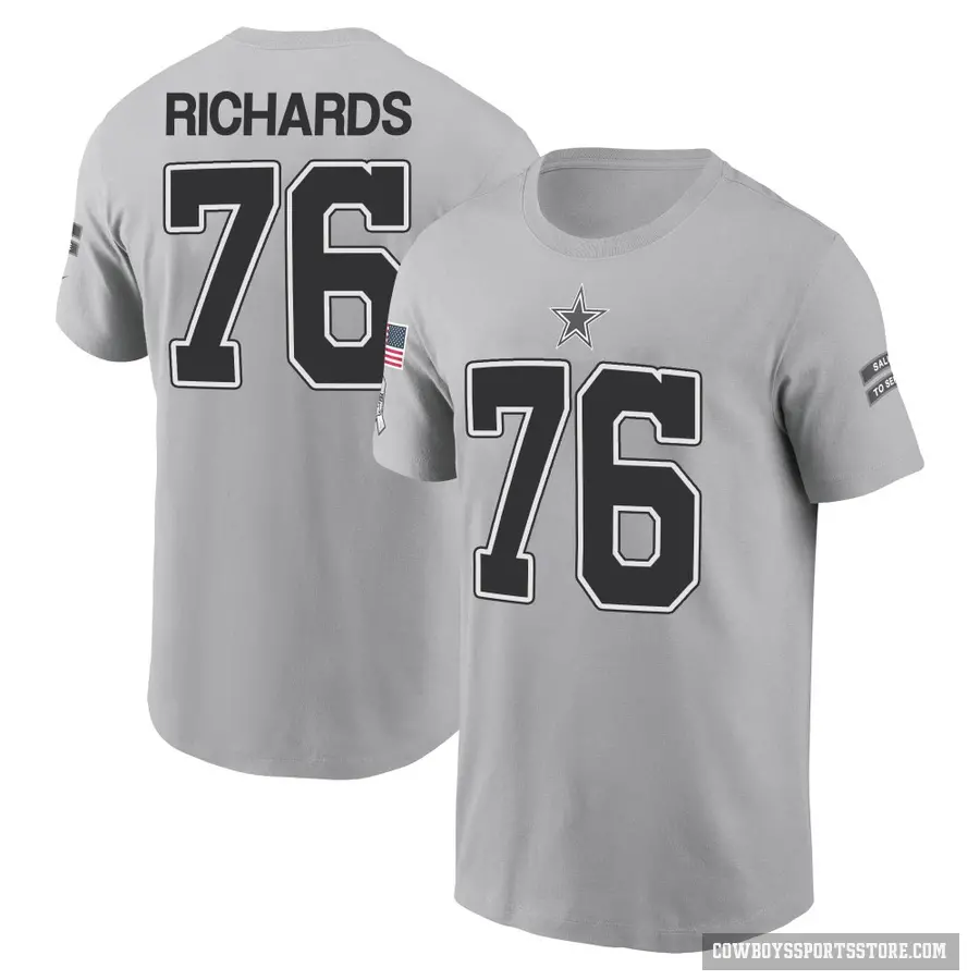 Youth ＃76 Asim Richards Dallas Cowboys Gray 2024 Salute to Service T-Shirt