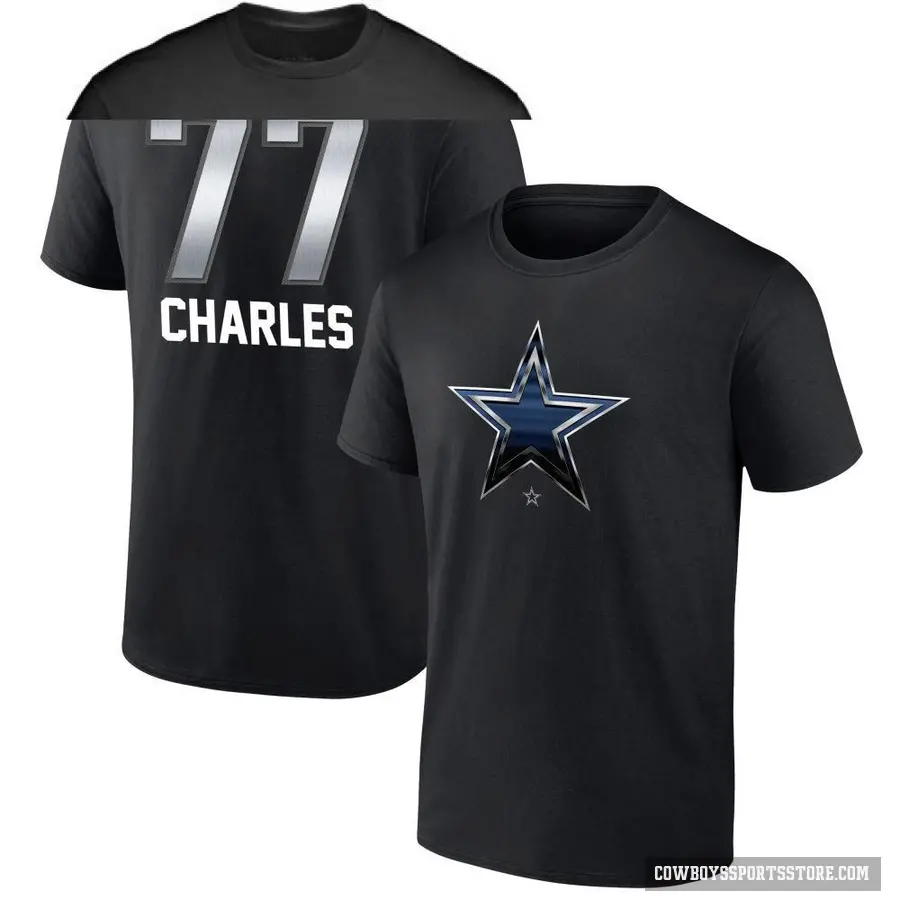 Youth ＃77 Saahdiq Charles Dallas Cowboys Black Midnight Mascot T-Shirt