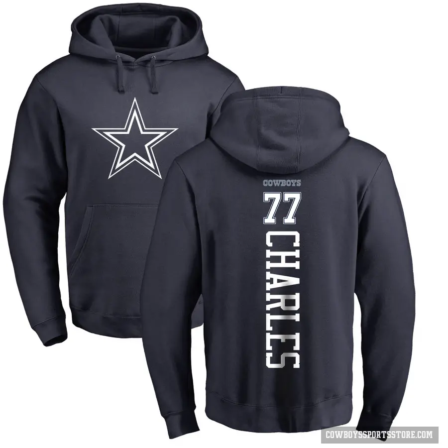 Youth ＃77 Saahdiq Charles Dallas Cowboys Navy Pro Line by Branded Backer Pullover Hoodie