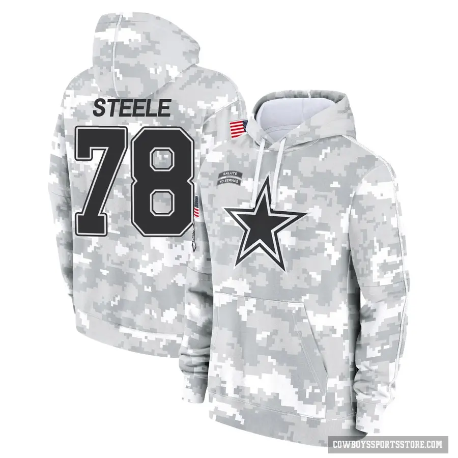Youth ＃78 Terence Steele Dallas Cowboys Arctic Camo 2024 Salute to Service Club Fleece Pullover Hoodie