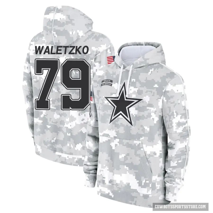 Youth ＃79 Matt Waletzko Dallas Cowboys Arctic Camo 2024 Salute to Service Club Fleece Pullover Hoodie