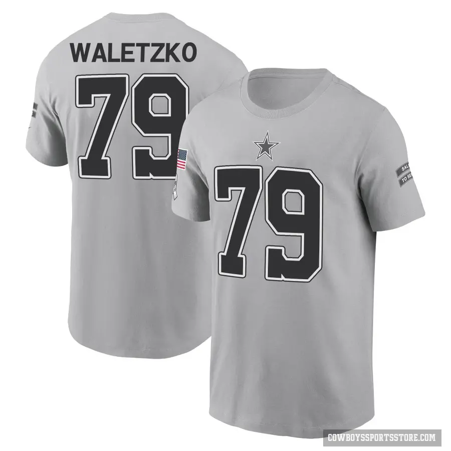 Youth ＃79 Matt Waletzko Dallas Cowboys Gray 2024 Salute to Service T-Shirt